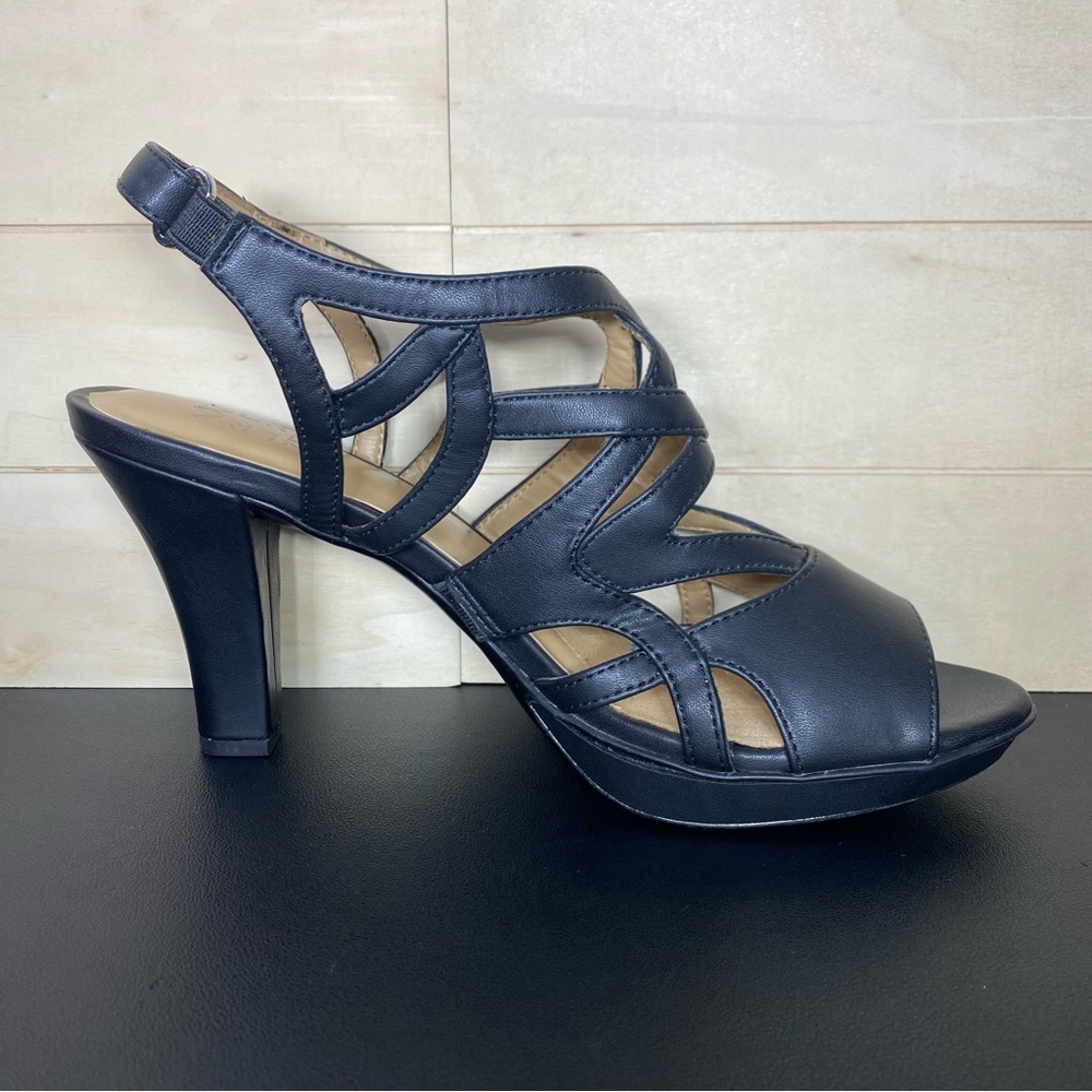 Naturalizer Dakota Black Heels Women's Size 10 Shoes M Faux Leather Pumps - Picture 3 of 10